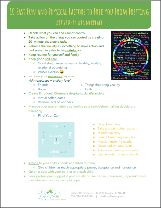 LifePoint Therapy Corona Virus Handout on Stress Management